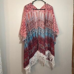 Short sleeve lace cardigan kimono